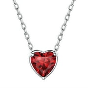 Suplight Women 925 Sterling Silver Birthstone Love Heart Necklace, Birthday Christmas Gifts for Women
